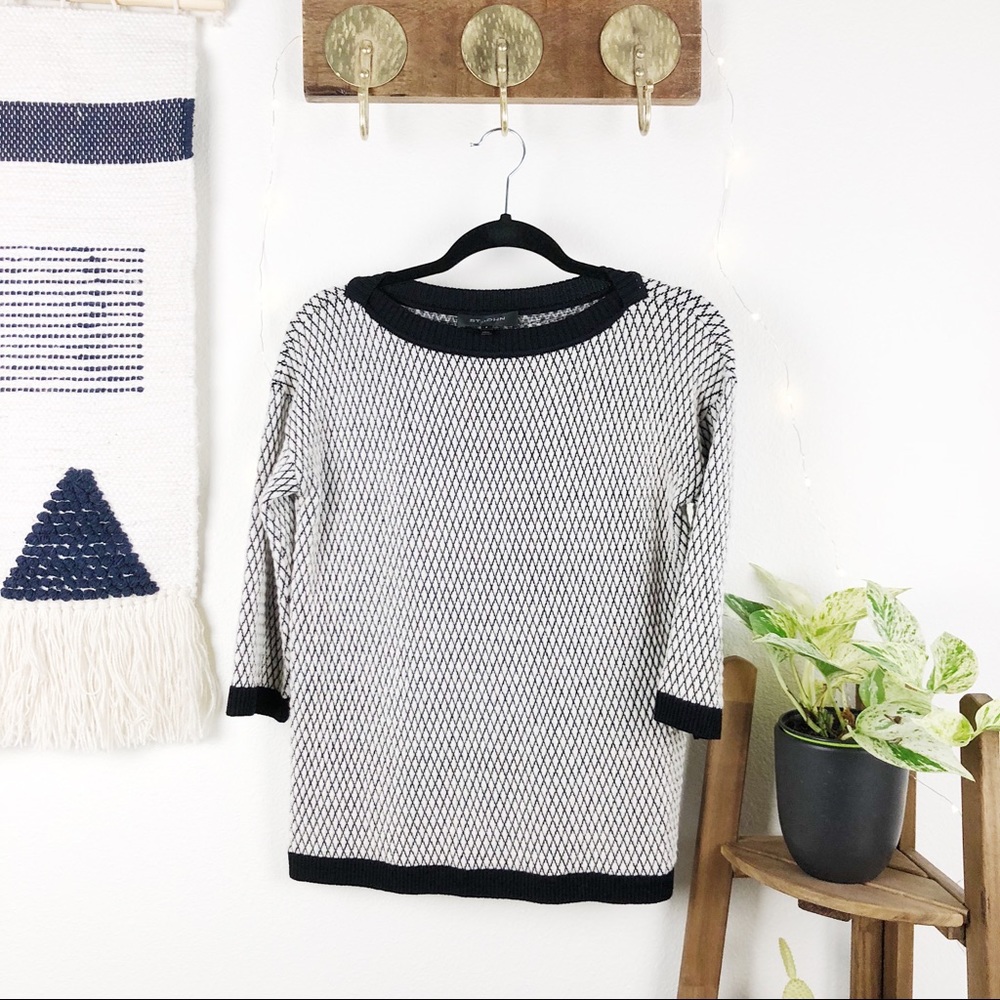 ST.JOHN • Black & White Sweater